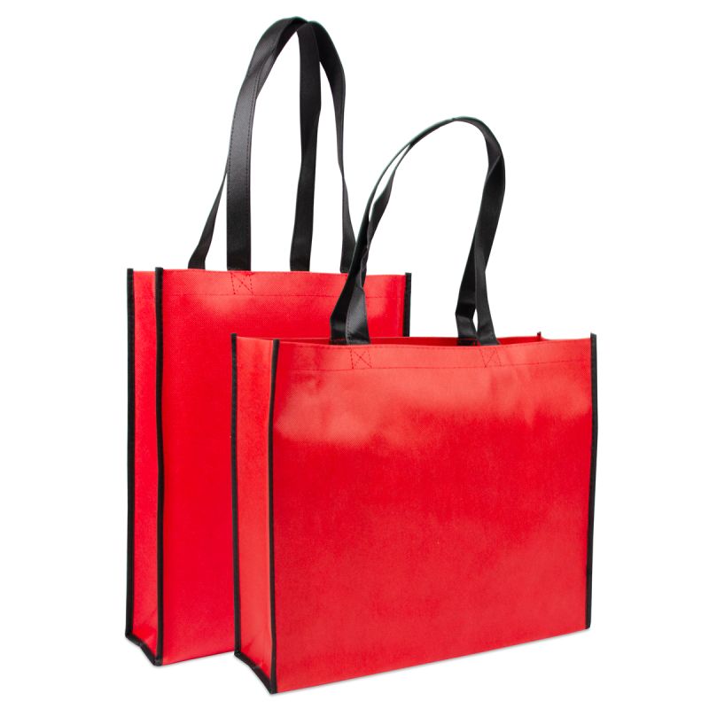 Non-woven shoppers - Red/black duotone